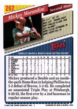 1993 Topps - Gold #262 Mickey Morandini Back