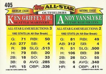 1993 Topps - Gold #405 Andy Van Slyke / Ken Griffey Jr. Back