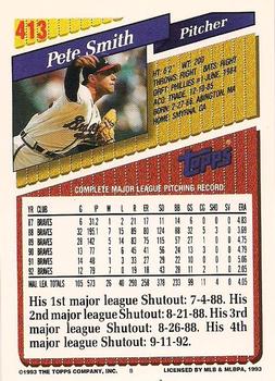 1993 Topps - Gold #413 Pete Smith Back