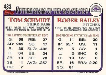 1993 Topps - Gold #433 Roger Bailey / Tom Schmidt Back