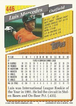 1993 Topps - Gold #446 Luis Mercedes Back
