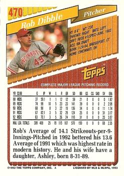 1993 Topps - Gold #470 Rob Dibble Back