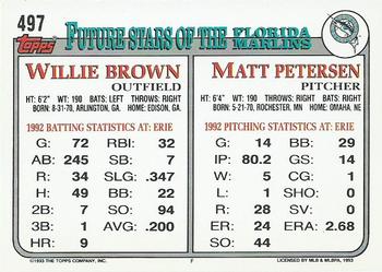 1993 Topps - Gold #497 Matt Petersen / Willie Brown Back