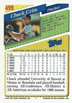 1993 Topps - Gold #499 Chuck Crim Back