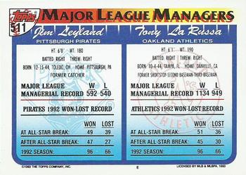 1993 Topps - Gold #511 Tony LaRussa / Jim Leyland Back