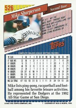 1993 Topps - Gold #526 Mike Sharperson Back