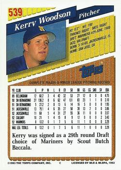 1993 Topps - Gold #539 Kerry Woodson Back