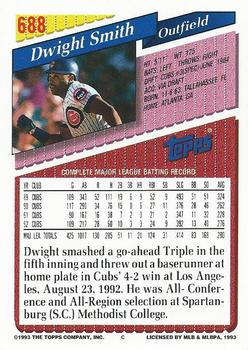 1993 Topps - Gold #688 Dwight Smith Back