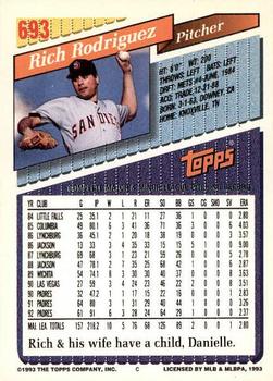 1993 Topps - Gold #693 Rich Rodriguez Back
