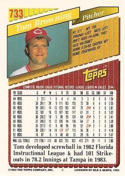 1993 Topps - Gold #733 Tom Browning Back