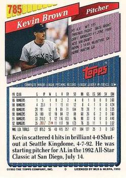 1993 Topps - Gold #785 Kevin Brown Back