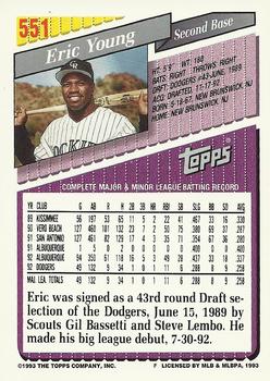 1993 Topps - Gold #551 Eric Young Back