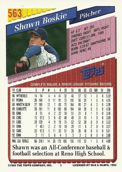 1993 Topps - Gold #563 Shawn Boskie Back