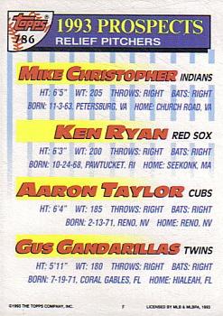 1993 Topps - Gold #786 Mike Christopher / Ken Ryan / Aaron Taylor / Gus Gandarillas Back
