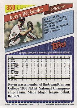1993 Topps - Inaugural Marlins #358 Kevin Wickander Back
