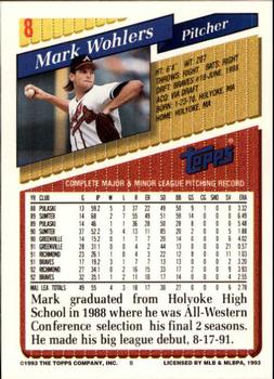 1993 Topps - Inaugural Marlins #8 Mark Wohlers Back