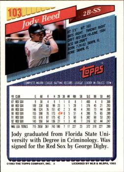 1993 Topps - Inaugural Marlins #103 Jody Reed Back