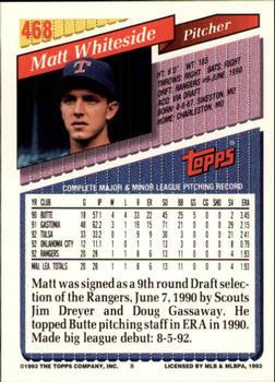 1993 Topps - Inaugural Marlins #468 Matt Whiteside Back
