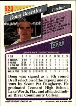 1993 Topps - Inaugural Marlins #523 Doug Bochtler Back
