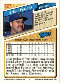 1993 Topps - Inaugural Marlins #527 Mike Fetters Back