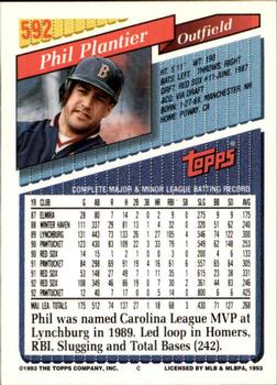 1993 Topps - Inaugural Marlins #592 Phil Plantier Back