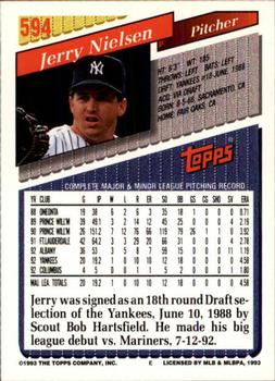 1993 Topps - Inaugural Marlins #594 Jerry Nielsen Back