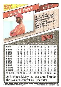 1993 Topps - Inaugural Marlins #597 Gerald Perry Back