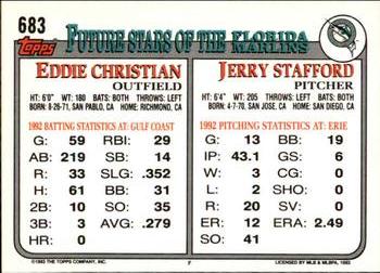1993 Topps - Inaugural Marlins #683 Jerry Stafford / Eddie Christian Back