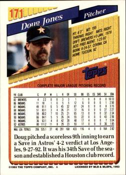1993 Topps - Inaugural Rockies #171 Doug Jones Back