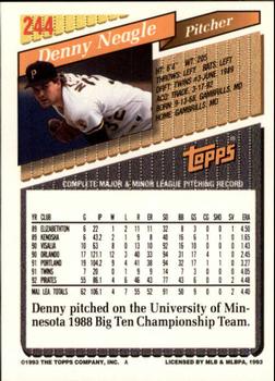 1993 Topps - Inaugural Rockies #244 Denny Neagle Back