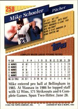 1993 Topps - Inaugural Rockies #258 Mike Schooler Back