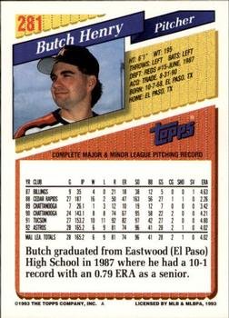 1993 Topps - Inaugural Rockies #281 Butch Henry Back