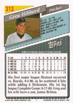 1993 Topps - Inaugural Rockies #313 Greg Hibbard Back