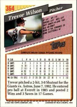 1993 Topps - Inaugural Rockies #364 Trevor Wilson Back
