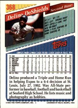 1993 Topps - Inaugural Rockies #368 Delino DeShields Back