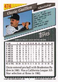 1993 Topps - Inaugural Rockies #474 Ozzie Guillen Back