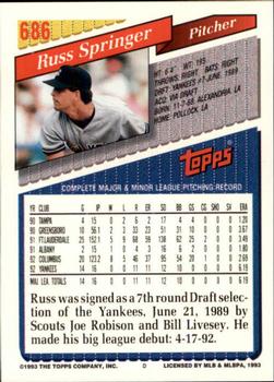 1993 Topps - Inaugural Rockies #686 Russ Springer Back