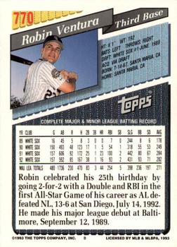 1993 Topps - Inaugural Rockies #770 Robin Ventura Back