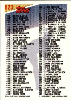 1993 Topps - Inaugural Rockies #823 Checklist 397-540 Back