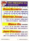1993 Topps Micro #529 Dave Silvestri / Chipper Jones / Benji Gil / Jeff Patzke Back