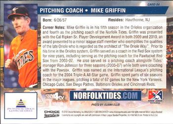 2012 Choice Norfolk Tides #4 Mike Griffin Back