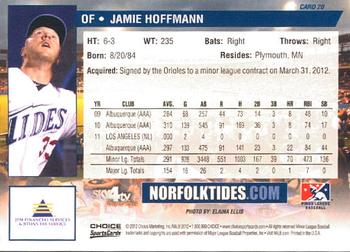 2012 Choice Norfolk Tides #20 Jamie Hoffmann Back