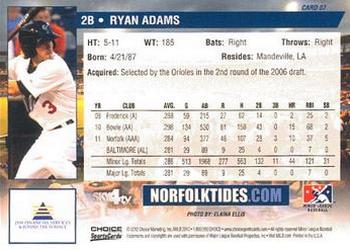 2012 Choice Norfolk Tides #7 Ryan Adams Back