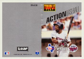1993 Triple Play - Action Baseball Game #20 Rangers vs Twins Front