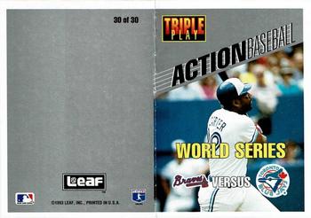 1993 Triple Play - Action Baseball Game #30 World Series: Braves vs Blue Jays Front