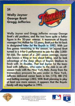 1993 Upper Deck - Gold Hologram #54 Wally Joyner / Gregg Jefferies / George Brett Back
