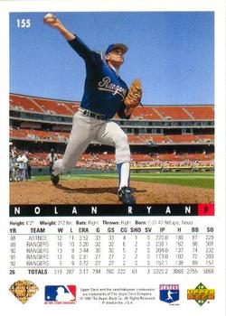 1993 Upper Deck - Gold Hologram #155 Nolan Ryan Back