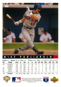 1993 Upper Deck - Gold Hologram #306 Mike Pagliarulo Back