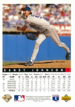 1993 Upper Deck - Gold Hologram #336 Randy Johnson Back