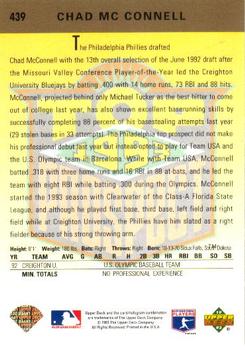 1993 Upper Deck - Gold Hologram #439 Chad McConnell Back